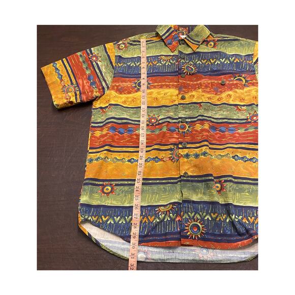 Vintage 90s The Territory Ahead Tribal Aztec Print Button Up Shirt L Grunge SW - Picture 7 of 8